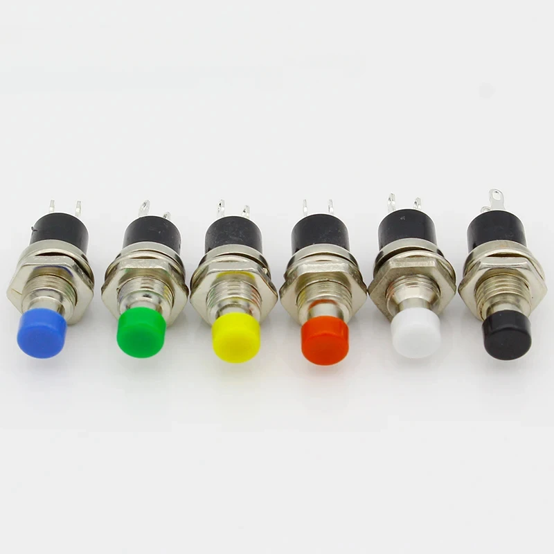 1 unidade 7mm rosca multicolorida 2 pinos botão momentâneo interruptor