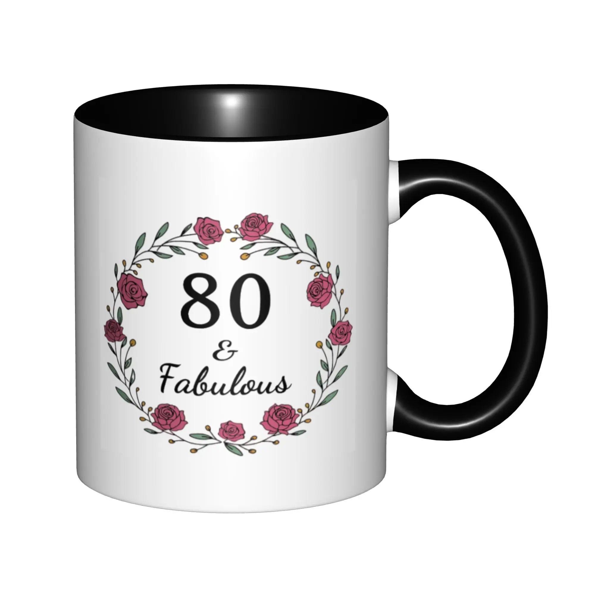 

80th Birthday Gifts For Women Turning 80 Gift Ideas Mugs With Black Handle Birthday Coffee Mugs Ceramic Tea Cups 11oz ,