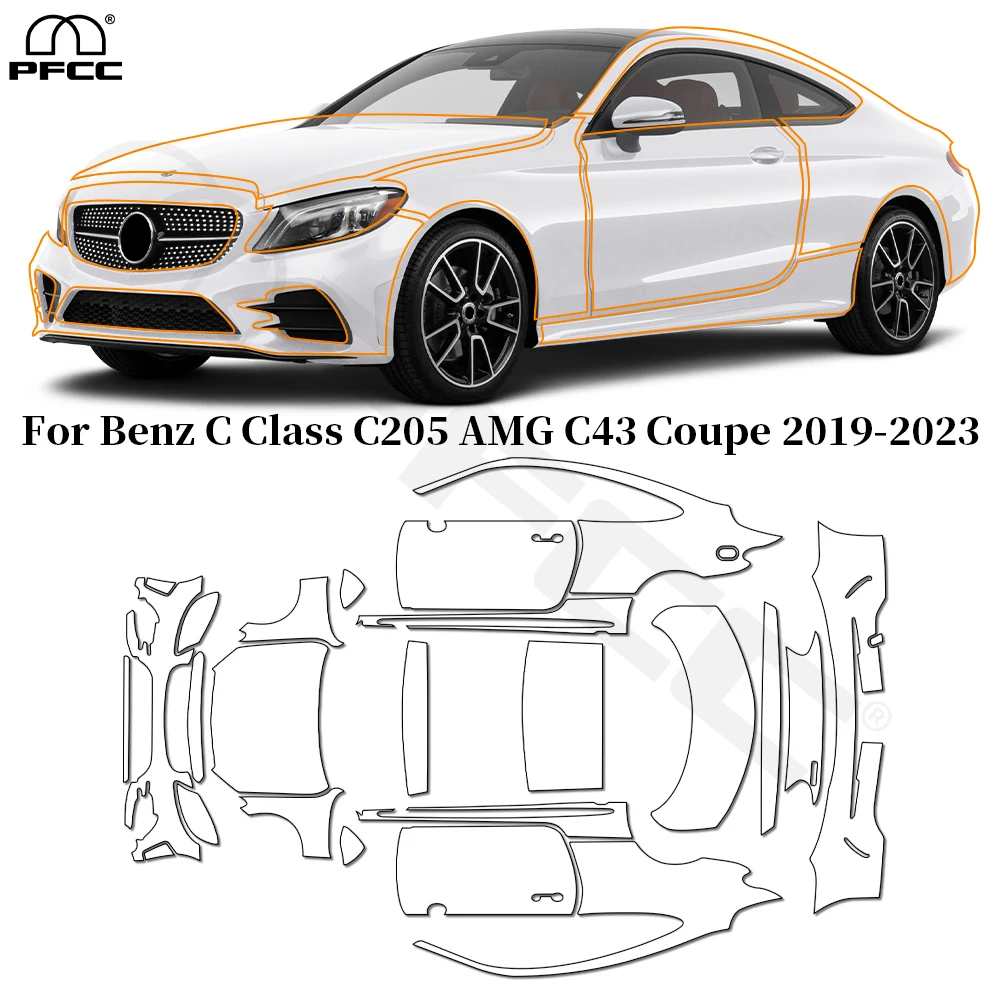 

For Mercedes BENZ C-CLASS C205 AMG C43 COUPE 2019-2023 TPU Paint Protection Film Anti-scratch Kit Pre-cut PPF Car Body Clear Bra