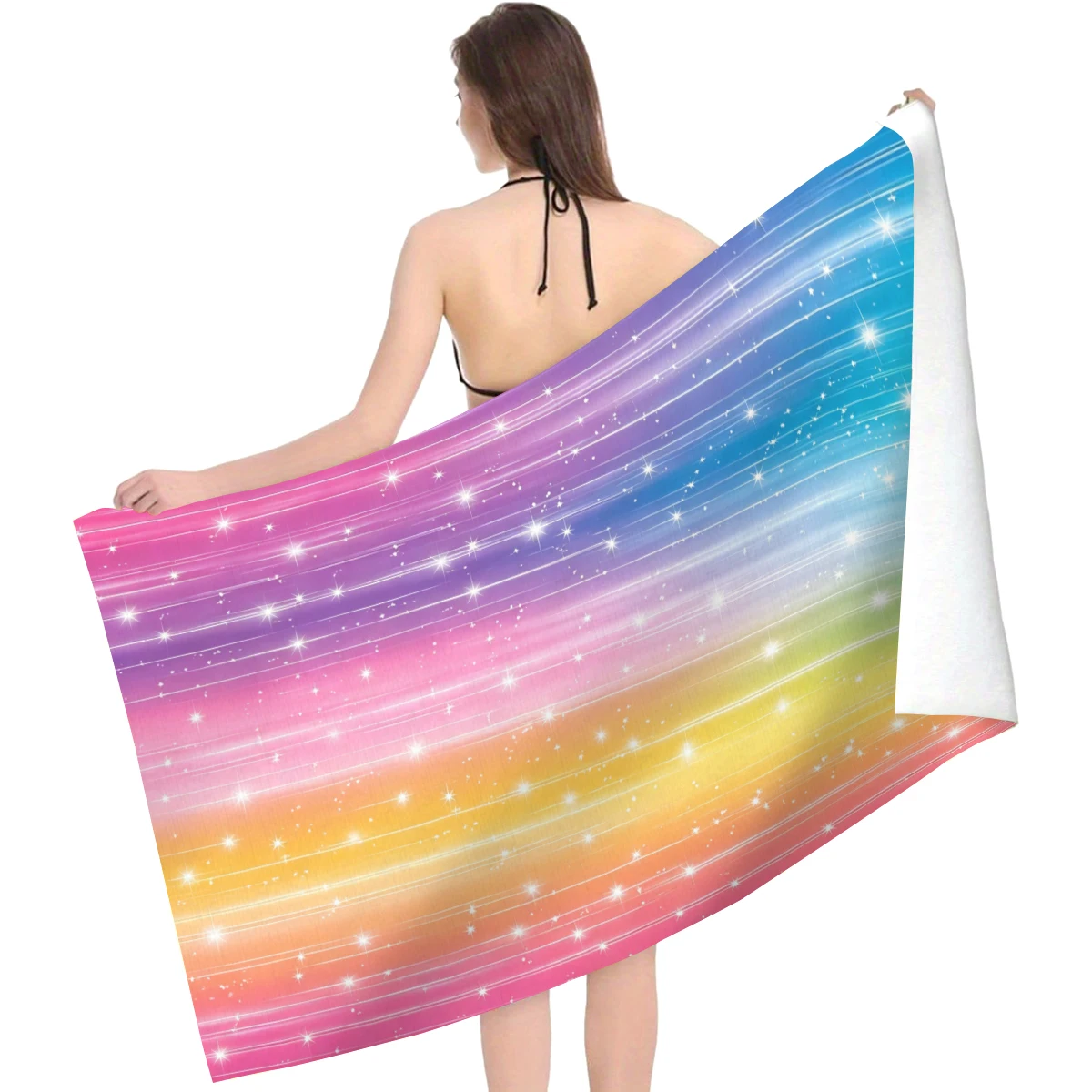 Sparkle Gradient Pattern Polyester Beach Towel - Lightweight Soft Swim Towel for Beach, Pool, Travel and Daily Outdoor Use