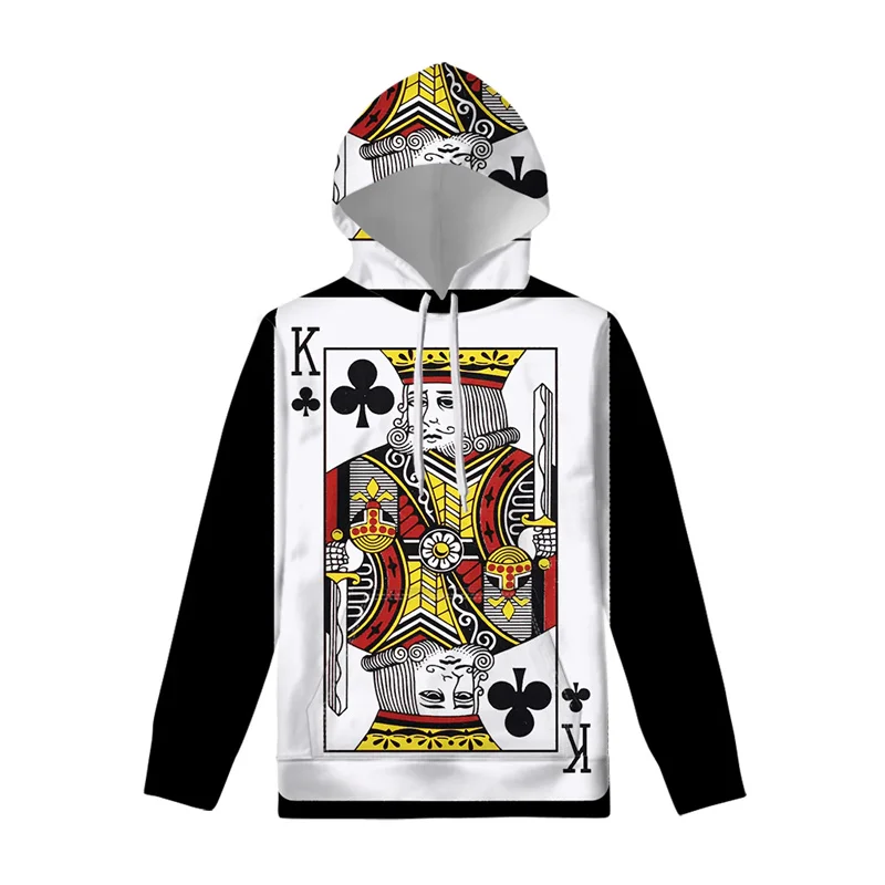 

Funny Poker King Pattern Hoodies Fashion Trend Long Sleeve Cool Mens 3D Printed Pullovers Casual Streetwear Hip Hop Sweatshirt