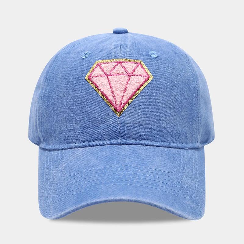 Baseball Cap Diamond Women Men Washed Cotton Adjustable Hat Summer Sun Protection Accessory For Golf Climb Outdoor Sports 2