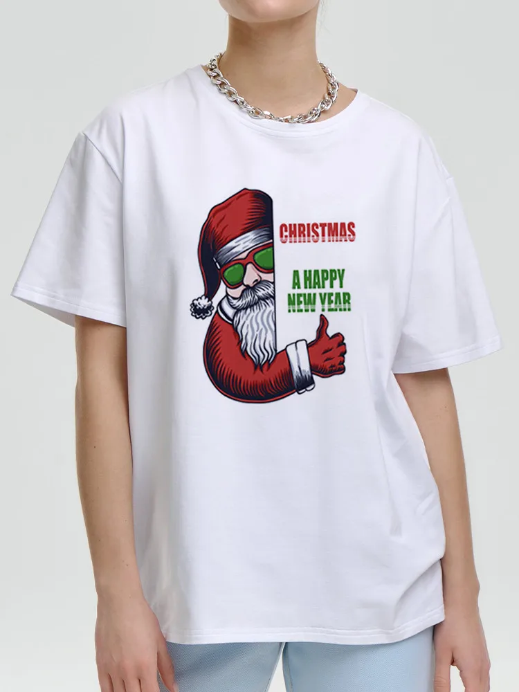 

Merry Christmas T-Shirts for Women Fashion Santa Claus Print Short Sleeve Tees 90S Female Harajuku Clothing Tops T Shirt