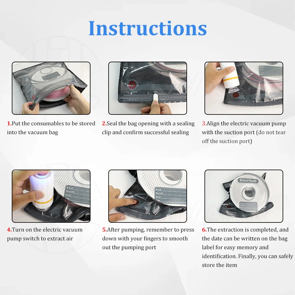Upgraded Vacuum Filament Storage Bag Black Humidity Resistant Safekeep Bag for PLA ABS PETG 3D Printer Accessories