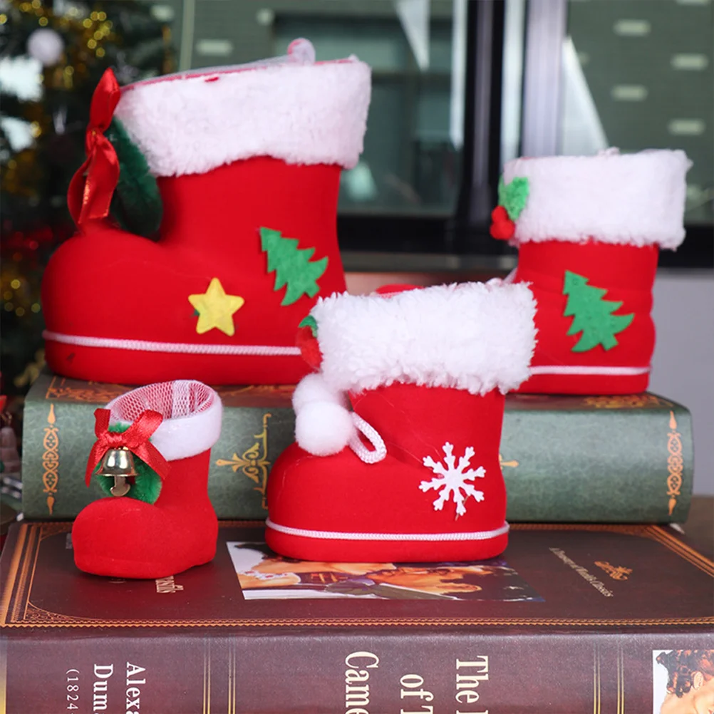 

2pcs Candy Boots Christmas Stockings Premium Decorative Gift Sock For Tree Party Home Hotel Bar Decor Festive Hanging Ornament