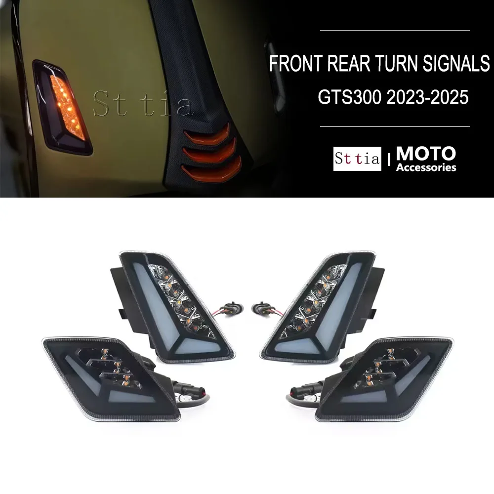

For Vespa GTS 300 GTS300 Motorcycle Accessories 2023-2025 New Front Rear Turn Signals Blinker Daytime Running LED Light Set
