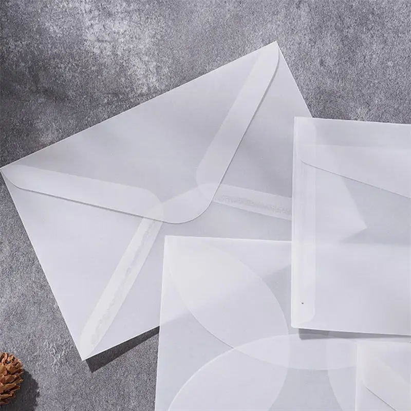 Pacote com 50 Envelopes de Papel Vellum Semi-Transparente Simples, Acabamento Fosco para Postais, Cartões de Saudação e Convites de Casamento