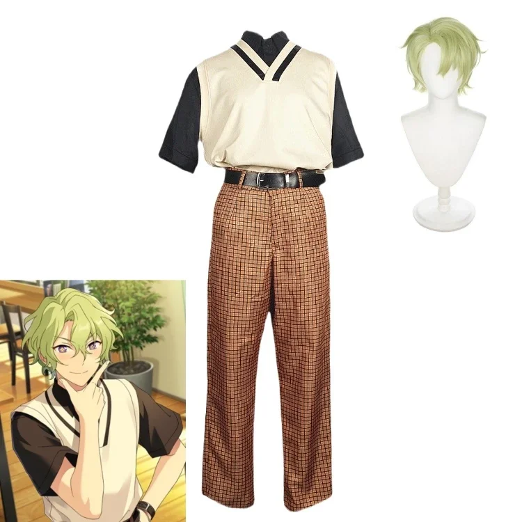 Anime Ensemble Stars Tomoe Hiyori Cosplay Costume Men Women Halloween Carnival Role Play Wig Top Pants Belt Full Suit