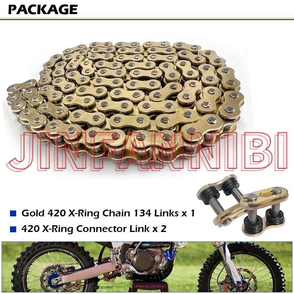 

Gold 420 X-Ring Chain 134 Links w/ Connecting Master Link for Adventure Scooter