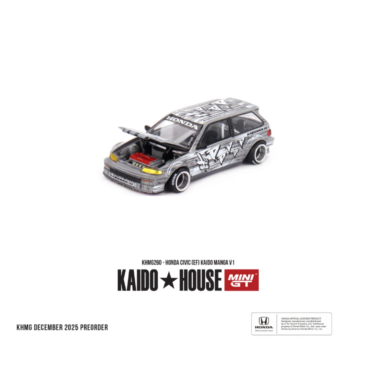 Kaido House + MINIGT 1:64 Honda Civic (EF) Kaido Manga V1 modelo de coche de aleación