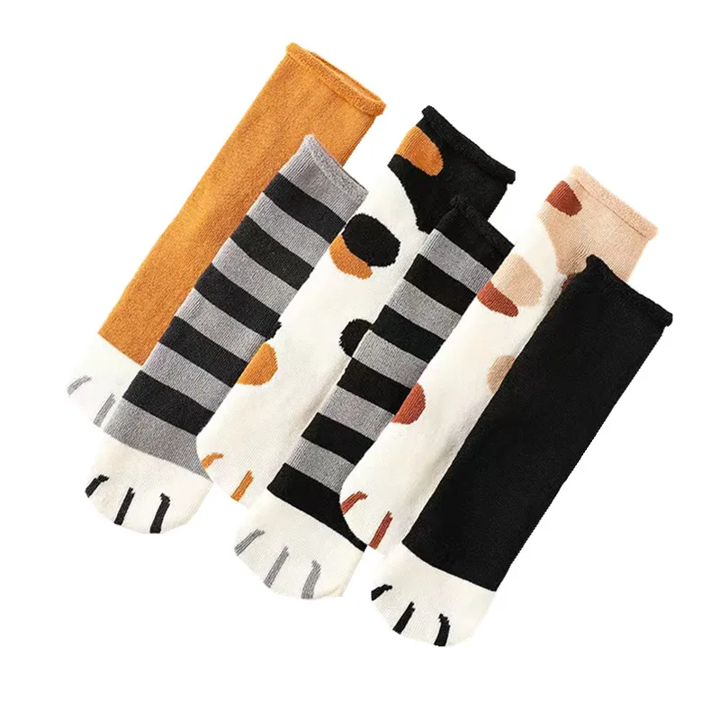 6 pairs Frauen Socken Winter Katze Pfote Dick Terry-schleife Strumpfwaren Warme Tier Nette Socke Heißer Nette Mädchen Weichen boden Socken Drop verschiffen