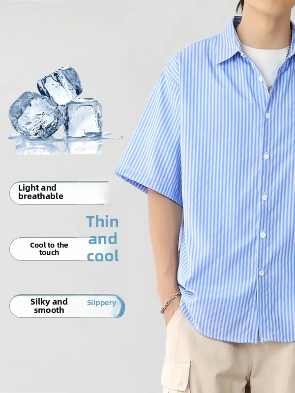 

Cleanfit Breathable Anti-Wrinkle Casual irt Men's ort Sve Summer Thin Five-Quarter Sve Lightweight Polyester Fiber