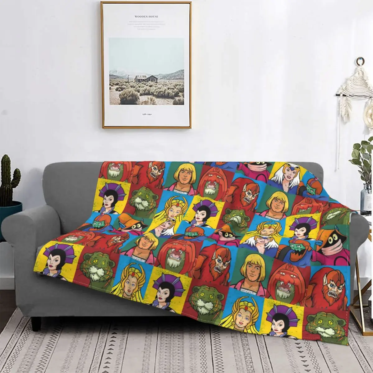 He Man And Friends Blanket Masters Of Universe Skeletor Heman 80s Cartoon Flannel Vintage Warm Throw Blanket Bed Sofa Decoration