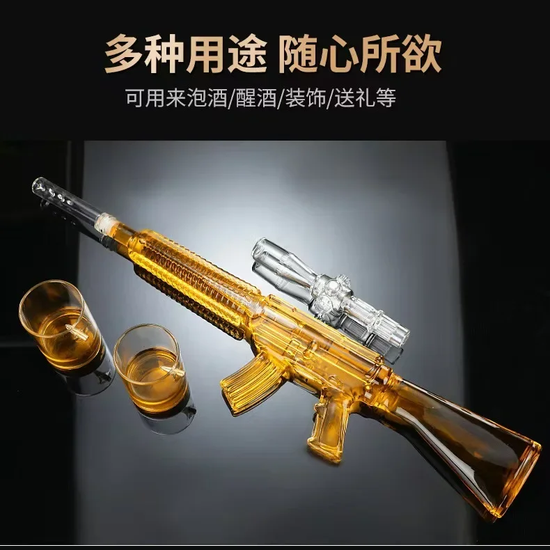 زجاجة نبيذ إبداعية لبندقية قناص شفافة عالية البورسليكات، خطوة زجاجية لعملية الختم المتقدمة #3