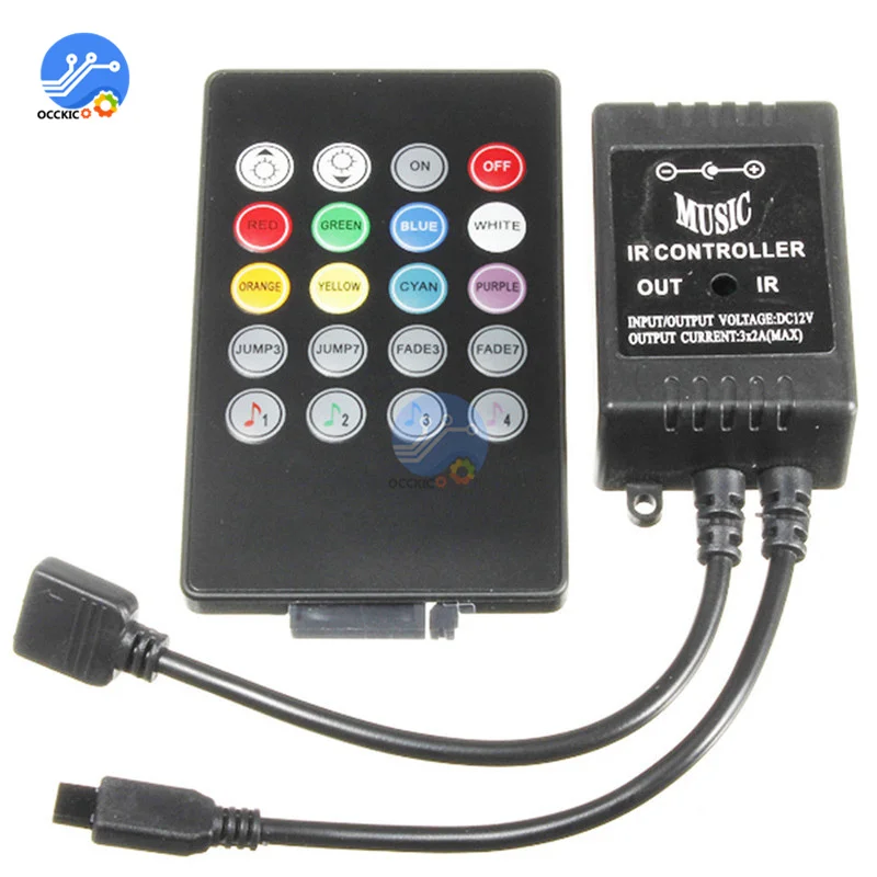 20 tasti 12-24V 72W 38KHz Music IRController Black Sound Sensor Remote per RGB LED Strip Foot lamp lampada ambientale per auto