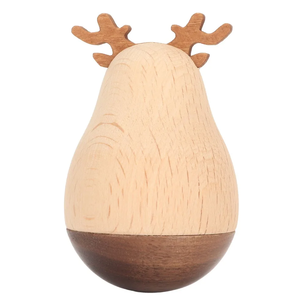 Portable Wood Roly Poly Exquisite Craftsmanship Eye Catching Deer Wobbler Durable Balancing School Use