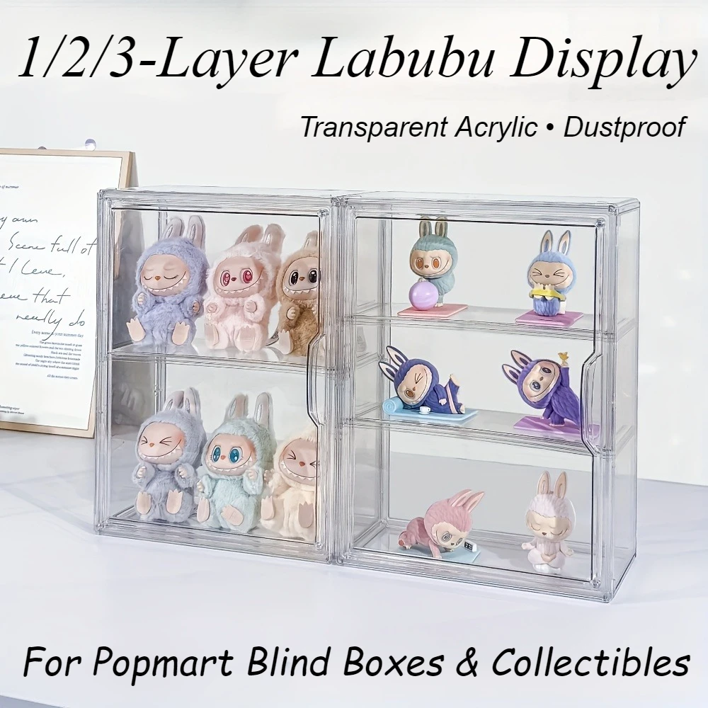 1/2/3-Layer Transparent Acrylic Display Cabinet for Popmart Labubu Blind Box Display Cabinet Cosmetics Dust-proof Storage Box