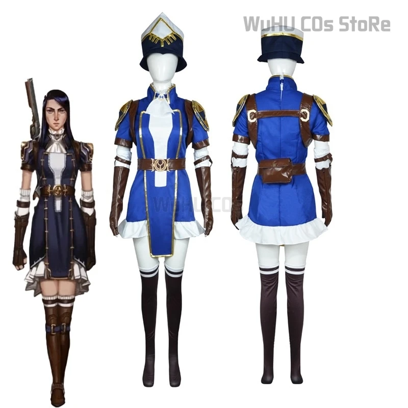 Arcane: LOL Caitlyn the Sheriff of Piltover Cosplay Fantasy Wig Roleplaying Costume Women Outfits Hat Halloween Carnival Suit