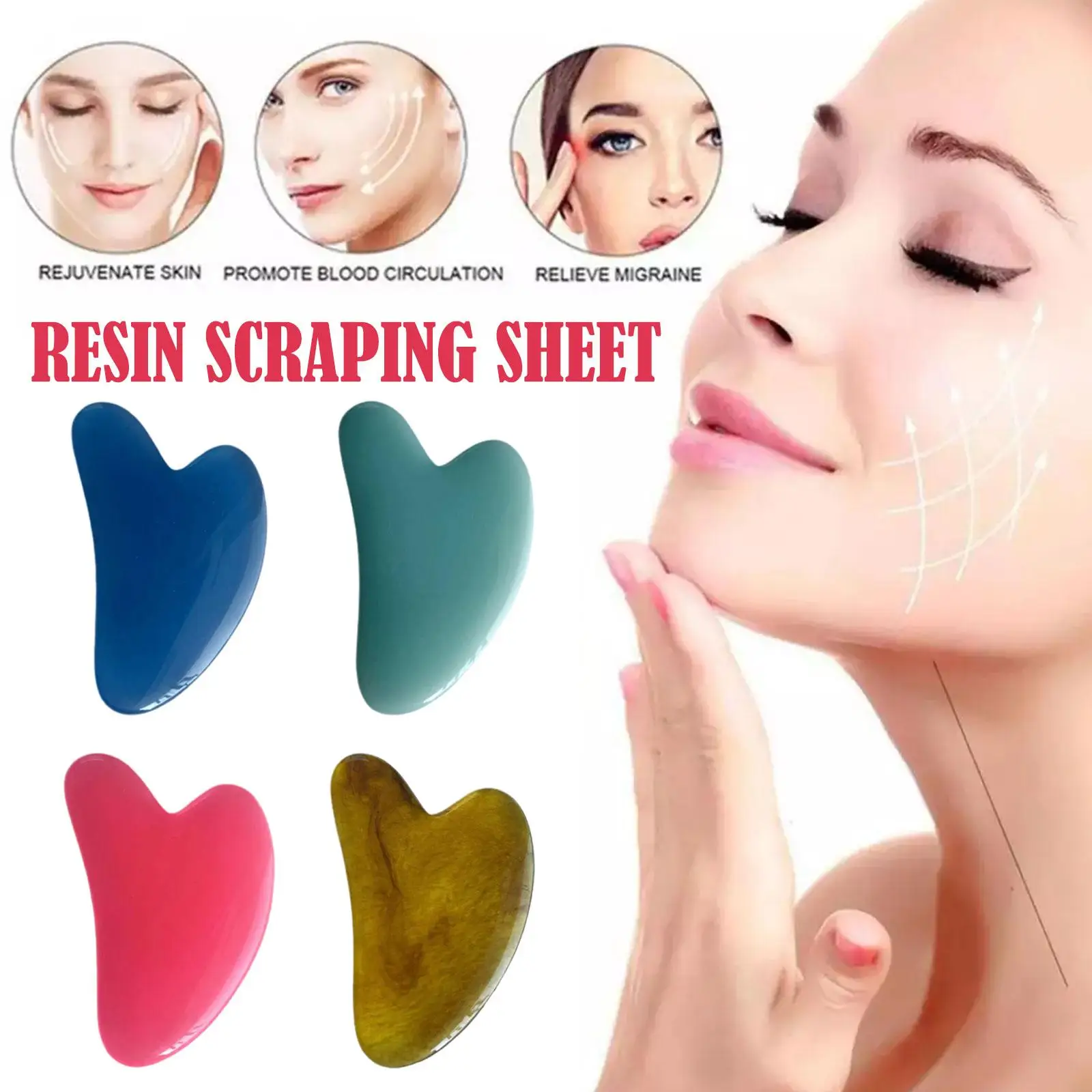 1pcs Resin Board Beeswax Heart-shape Scraping Face Massager Scraping Tools Beauty Salon Face Skin Sheet Care T4t0