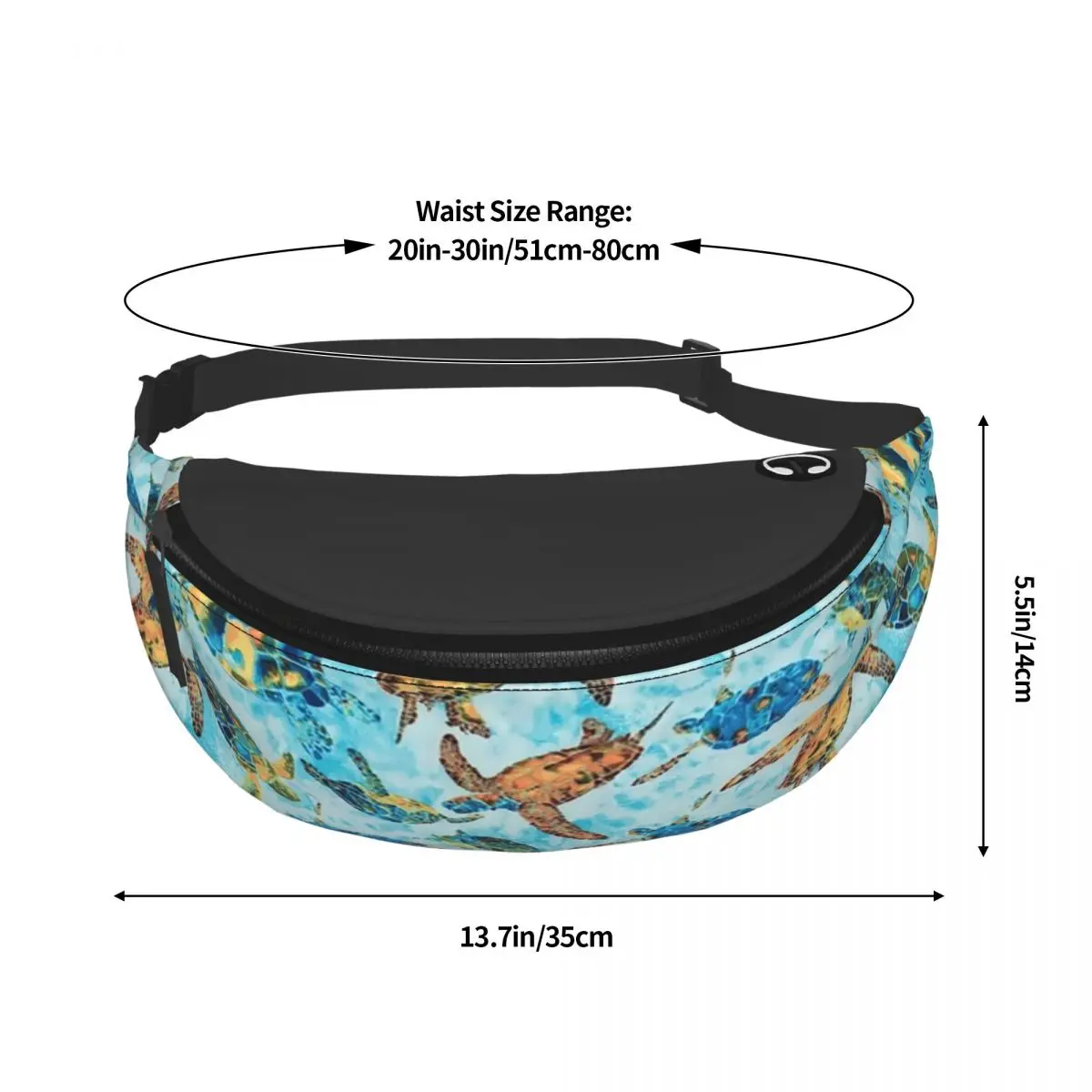 Bolsa de cintura crossbody para homens e mulheres, aquarela Fanny Pack, Cool Ocean Lover, Turtles Pattern, Phone Money Pouch, ciclismo, Camping