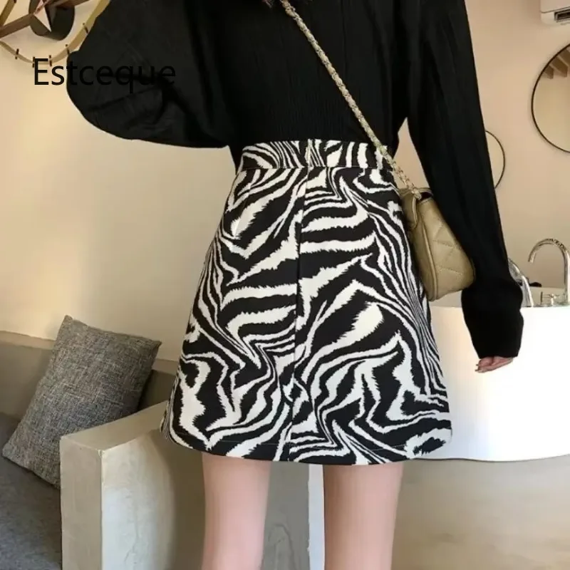Hàn Quốc Họa Tiết Ngựa Vằn Váy Midi Nữ Thu Đông 2020 Mới Nữ Chữ A Cao Cấp Rời Váy Vintage Mini