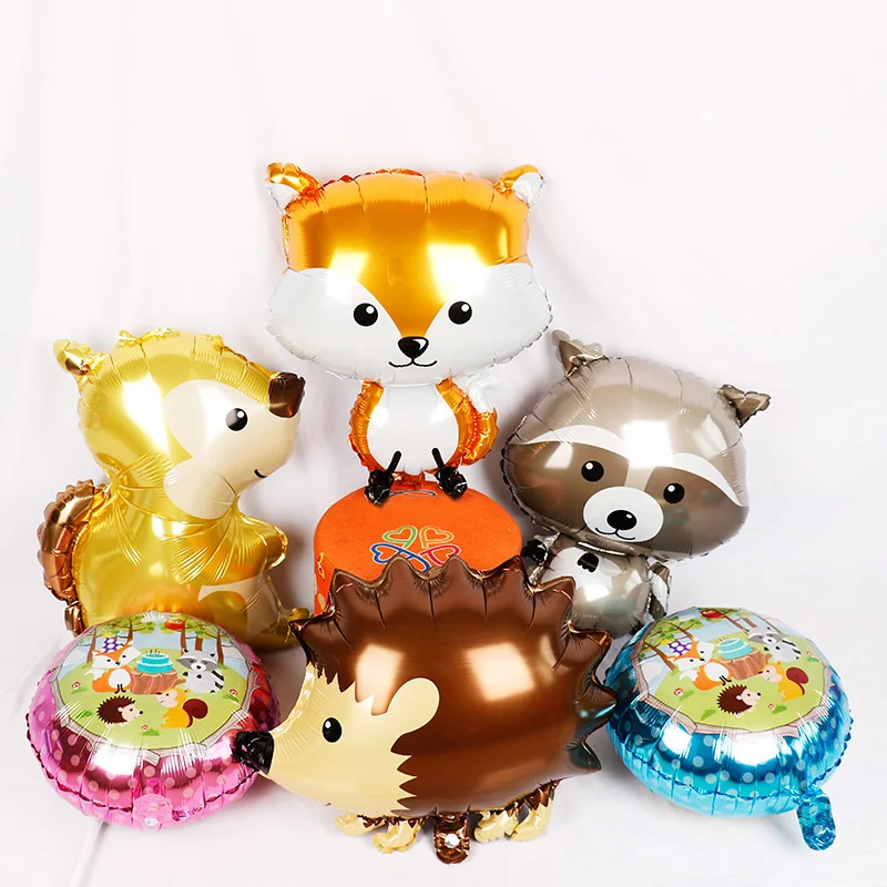 Милые воздушные шары с изображением животных из мультфильмов, белки, енота, ежики, лисы, воздушный шар для детского дня рождения, лиса, белка, ежик, оптовая продажа