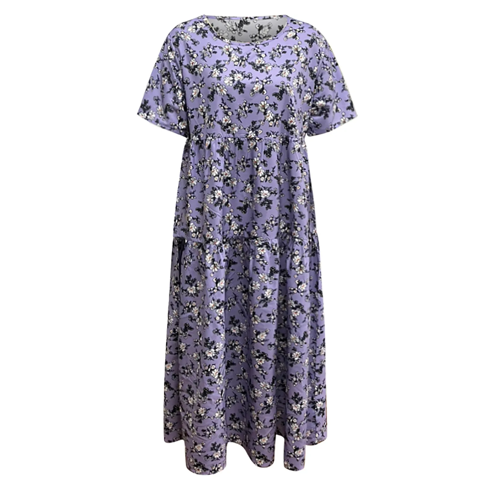 Vintage bloemenprint vrouwen lange jurk zomer Boho korte mouw O-hals losse casual a-lijn flowy jurken elegante strand vestidos