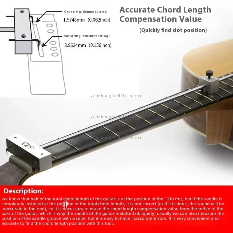 1pcs Folk Wooden Guitar String Length Measurement Compensator String Pillow Groove Compensation Sliding Rod Calibration Ruler