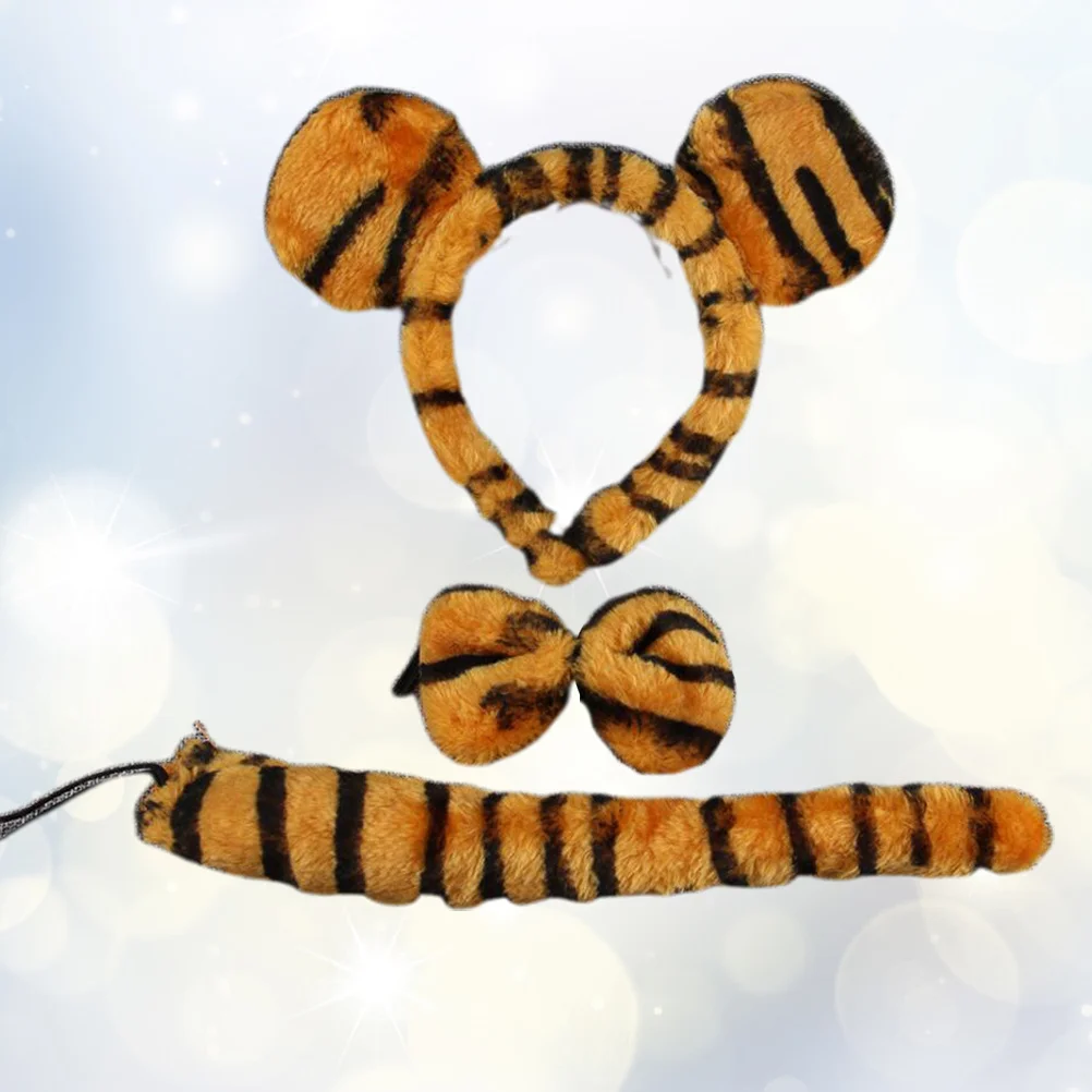 

3Pcs Children Tiger Headband Tie Tail Animal Costume Set Party Supplies Cartoon Cosplay Role Play Photo Props Party Costume