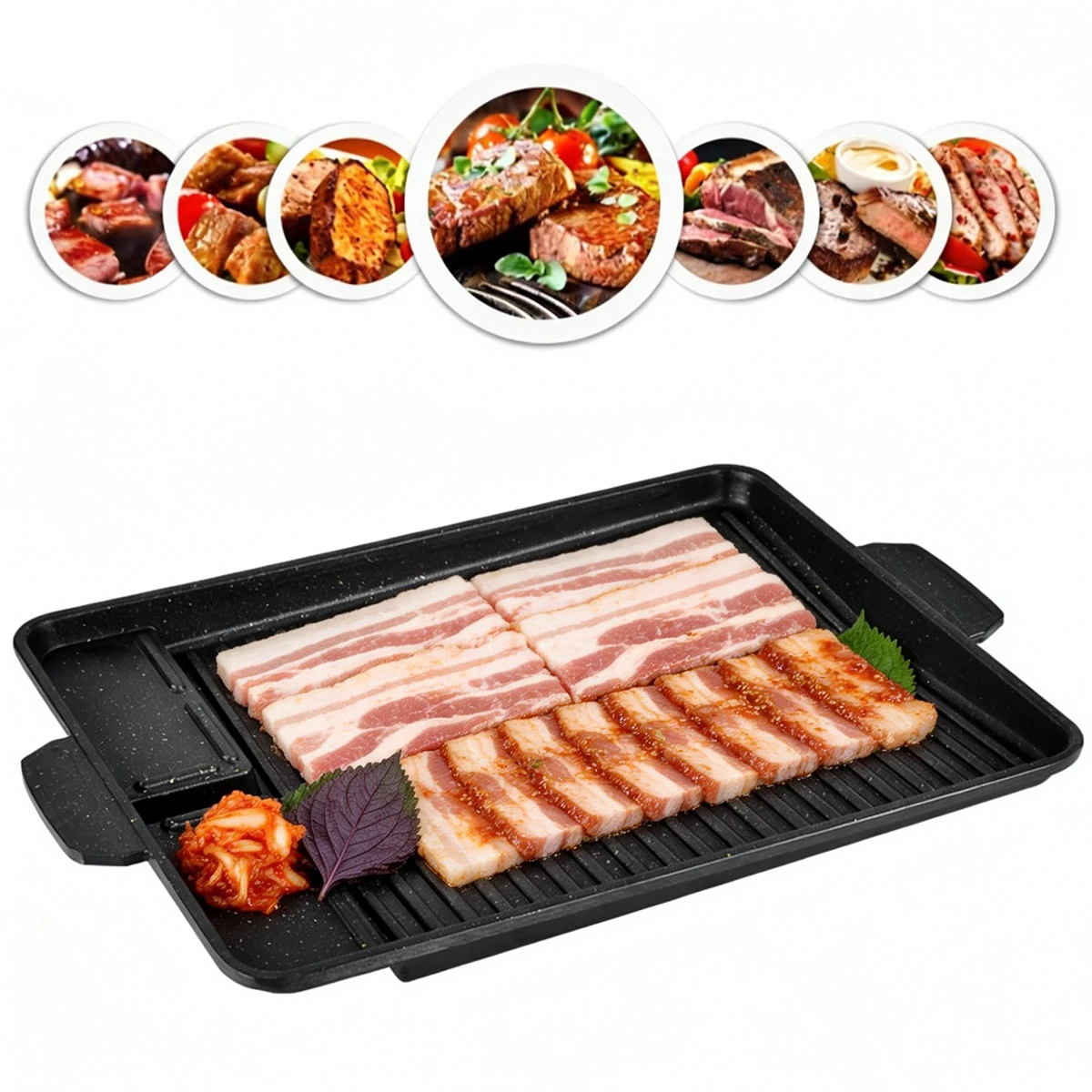 KOSUN-sartén para parrilla coreana, guipán para barbacoa, fundición de aluminio, Triple base plana, albóndigas, olla para carne, casa, horno de cartón para exteriores e interiores