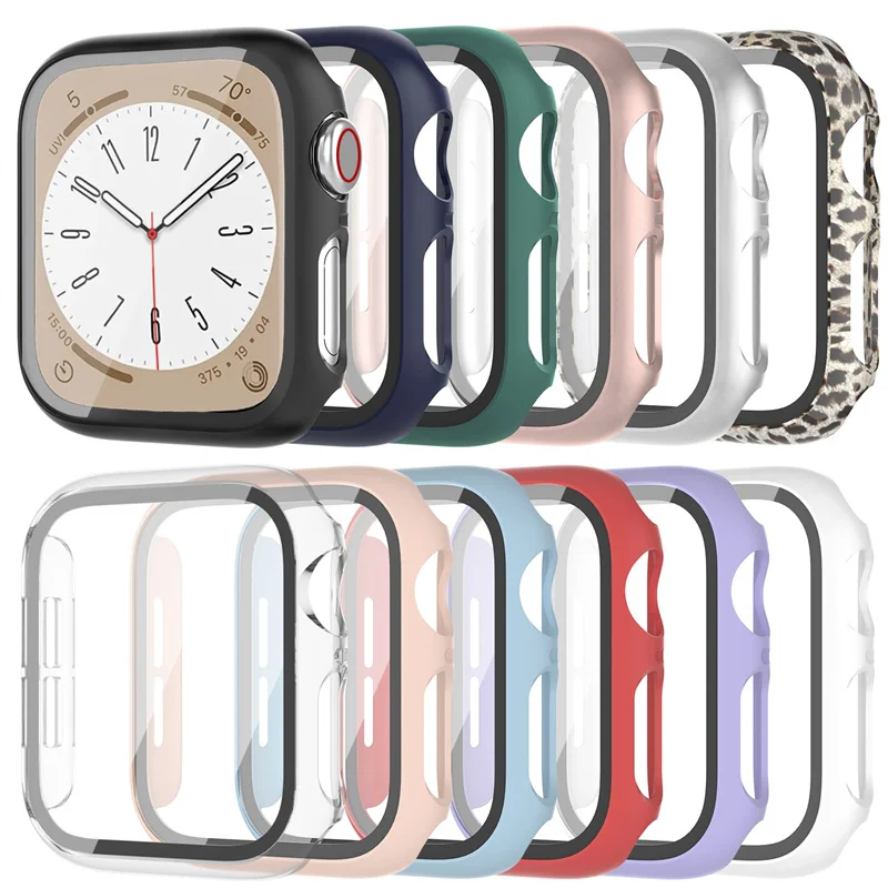 Glas + Gehäuse für Apple Watch Serie 8 7 6 SE 5 4 3 2 Iwatch Gehäuse 45 mm 41 mm 44 mm 40 mm 38 mm 42 mm Bumper Screen Protector Cover Ho