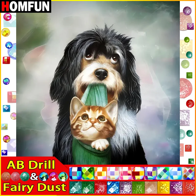 

Картина для алмазной вышивки HOMFUN, «животное, собака, кот», квадратная, круглая, «сделай сам», 5d картина для вышивки стразами, искусство