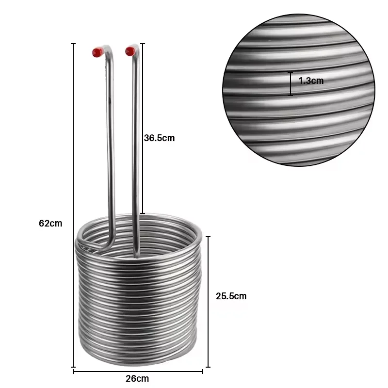 Stainless Steel Wort Chiller Beer Cooling Coils Beer Cooling Pipes Immersion Cooling Tube for Home Ice Bath Brewing Tubing Coil