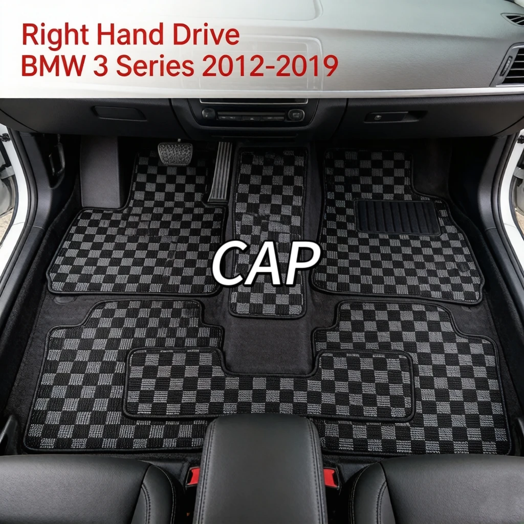 

Custom Luxury Pressed Velvet Floor Mats Easy Clean All Weather Carpet Interior Accessories For Right Hand Drive BMW 3 Series 201