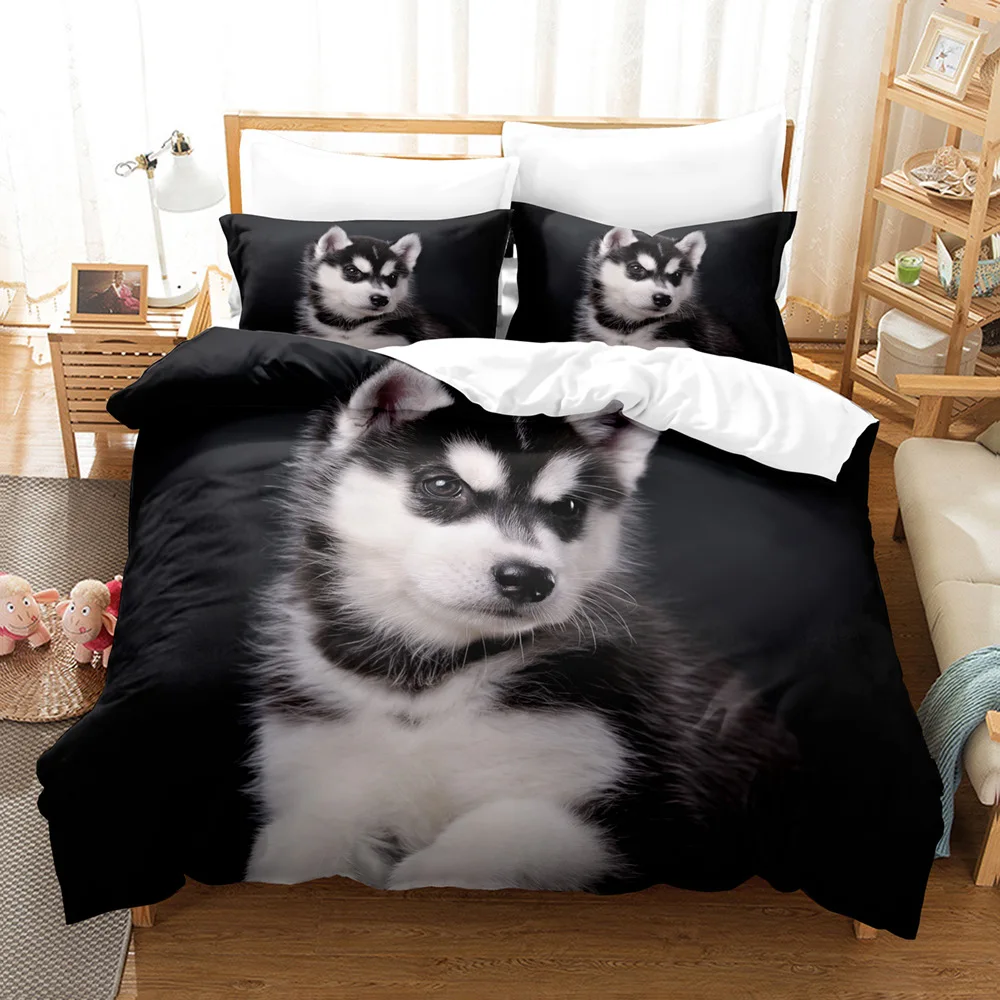 Imagem -06 - Cachorro Consolador Capa de Edredão Twin Crianças Bonito Jogo Cama dos Desenhos Animados Filhote de Cachorro Padrão Duvet Cover Conjunto 3d Quilt Consolador Capa & Fronhas