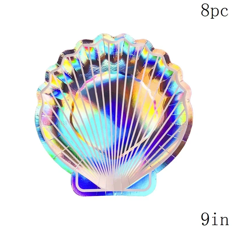 Peralatan makan kerang siput sekali pakai dekorasi piring di bawah laut pesta ulang tahun putri duyung kecil dekorasi perlengkapan putri duyung