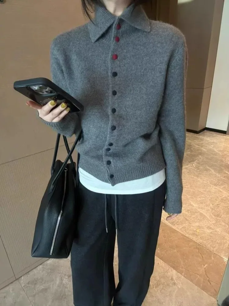 가을과 겨울 패션 신상 여성 우아한 니트 가디건 따뜻하고 두꺼운 캐시미어 캐주얼 싱글 브레스티드 한국 스웨터