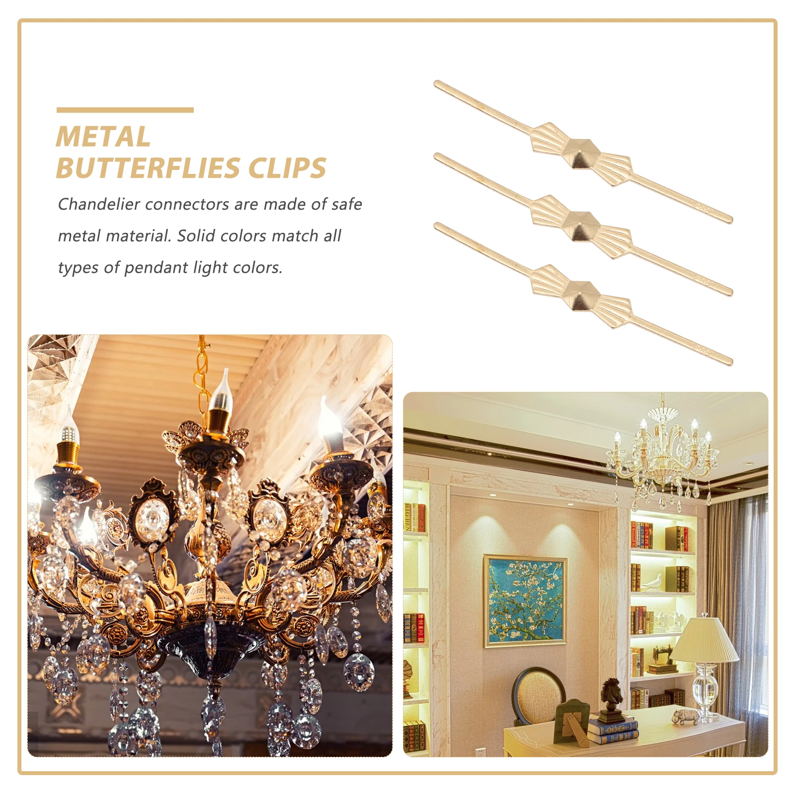 

200pcs Crystal Lamp Connectors Chandelier Replacement Parts Fastening Clips Ceiling Light Connector Bow Tie Pins