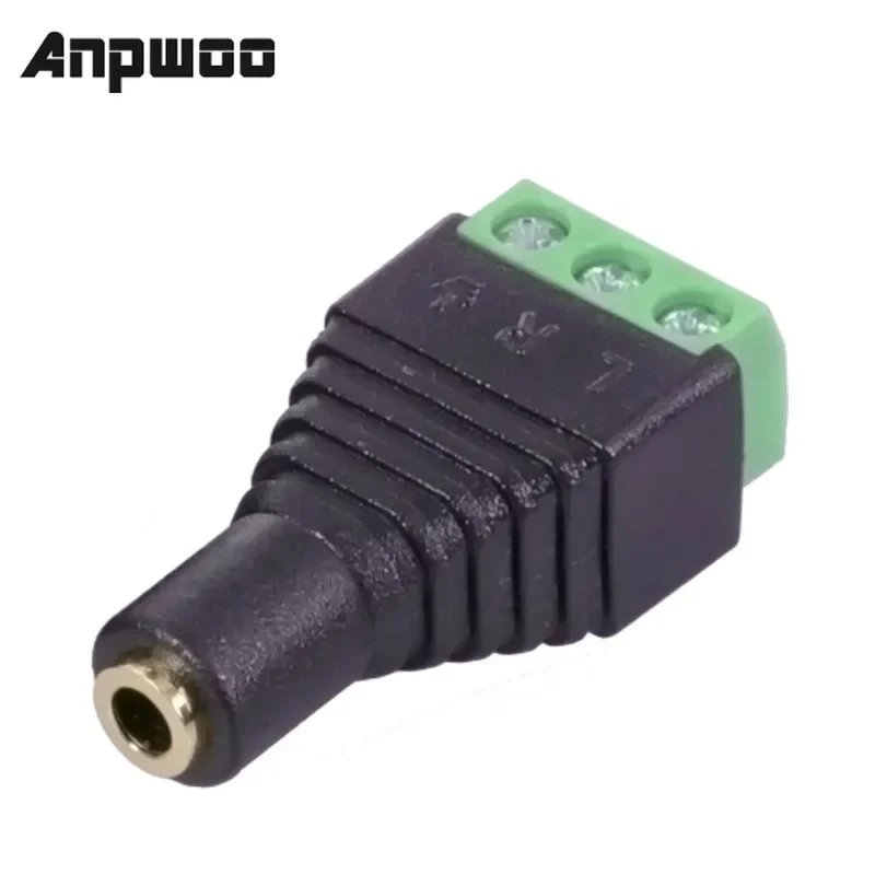 1pc 3.5mm Jack Video AV Balun 3.5mm stereo female to AV Screw Terminal Stereo jack 3.5 mm female 3 pin Terminal Block Plug