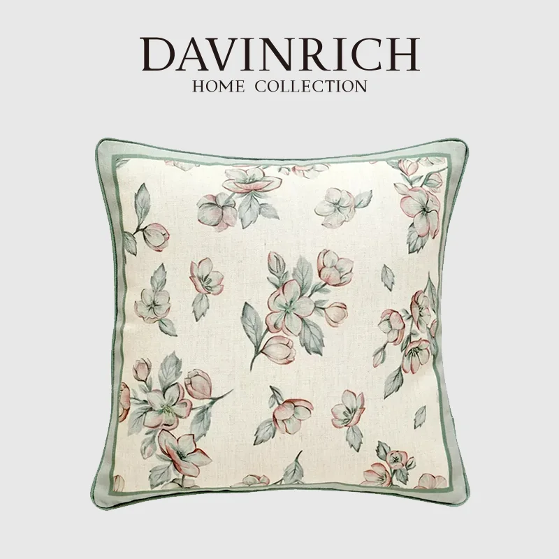 

DAVINRICH Peach Blossom Decorative Cushion Covers American Style Luxury Throw Pillow Case 45x45cm Quaint And Elegant Home Decor