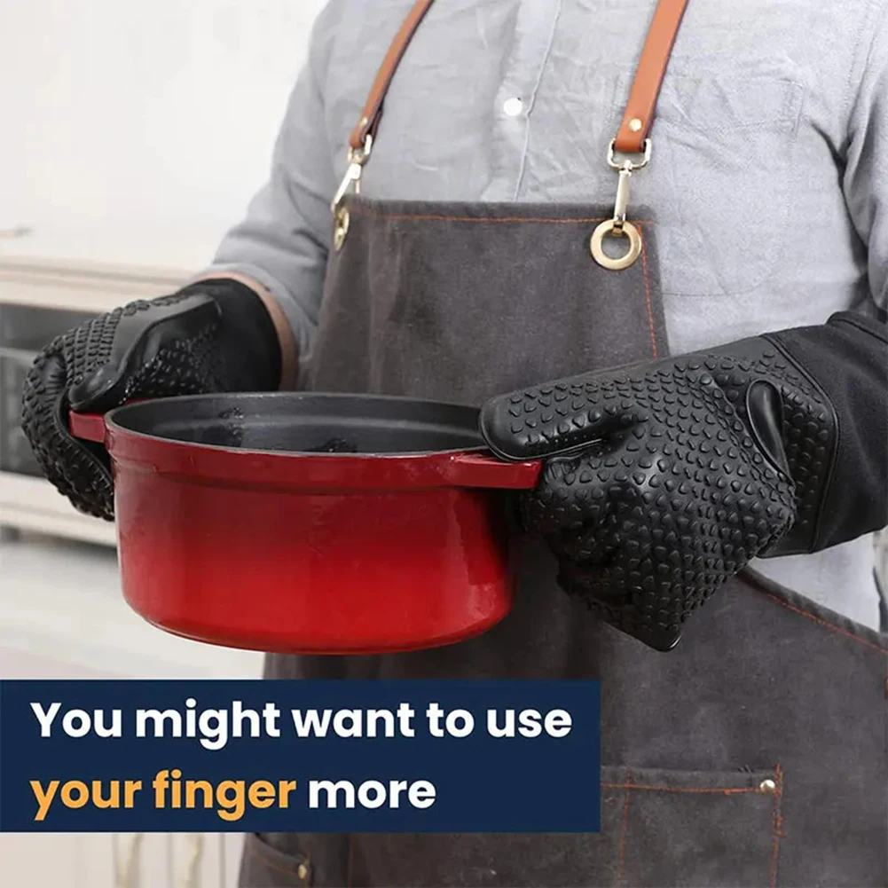Extra Long Heat Resistant Silicone Oven Mitts: Perfect For Baking & Grilling  Heat Resistant Grill Oven Gloves Baking Tools