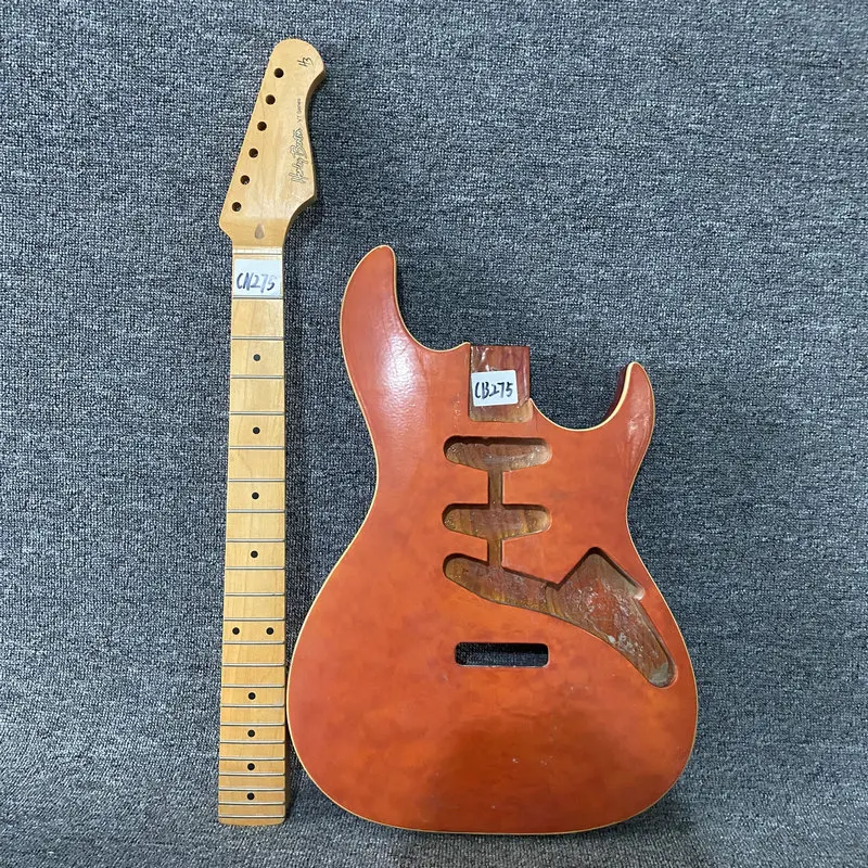 CN275CB275 Unfinished Electric Guitar Kits Solid ASH +Quilted Maple Body with Maple Neck One Set for DIY Replacement