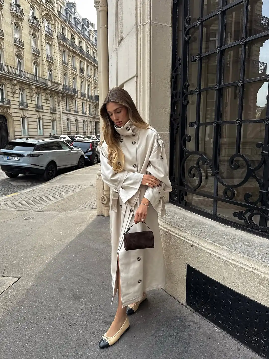 Women Solid Stand Collar Long Trench Coat Casual Double Breasted Full Sleeve Loose Windbreaker 2025 Lady Daily Commute Outerwear