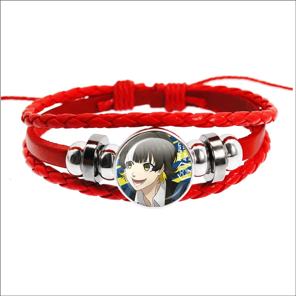 Anime BlUE LOCK Cosplay Character Isagi Yoichi Chigiri Bachira Glass Cabochon Red Leather Bangle Bracelet For Gift To Friend