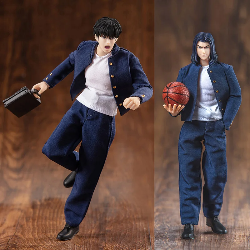 

Slam Dunk GT School Uniform Version Rukawa Maple Mitsui Shou Student Clothes Suit With Q Style Head Carved Action Figures Model