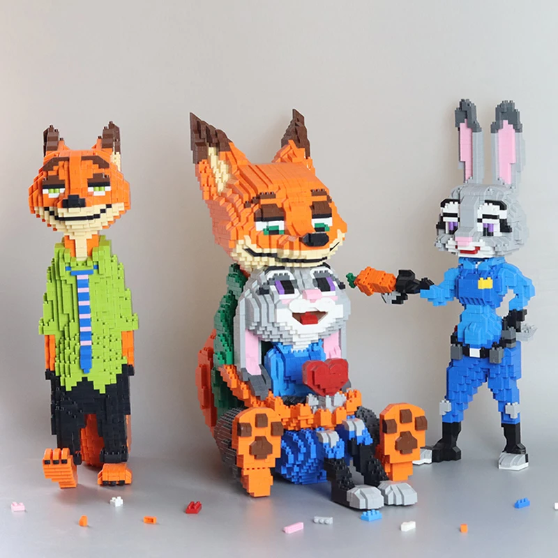 Disney Anime Judy Nick Micro Building Blocks Cartoon Movie Zootropolis Diamond Bircks Model Fox Rabbit Toys Adult Children Gifts