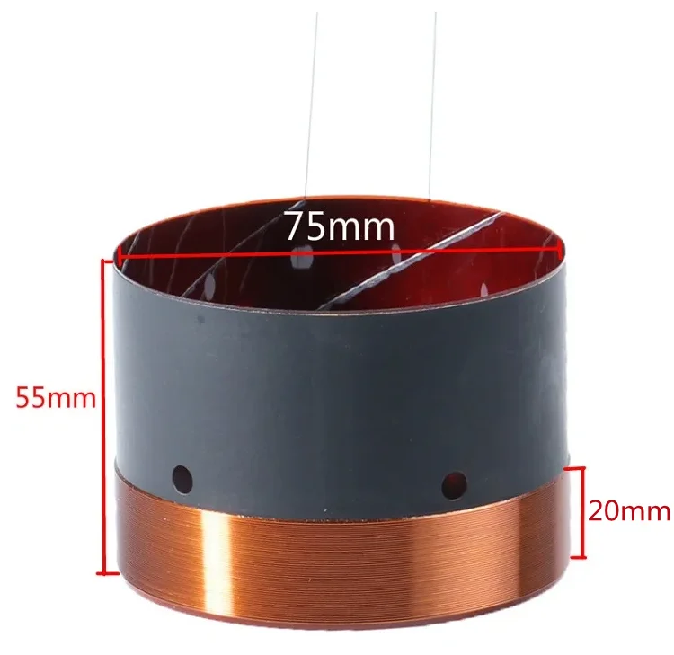 Bobina de altavoz de voz de 75,5mm, piezas de reparación de Woofer de 8Ohm, 75mm, Bobina de voz de graves para altavoz de escenario, cable de cobre puro de alta potencia, bricolaje, 2 piezas