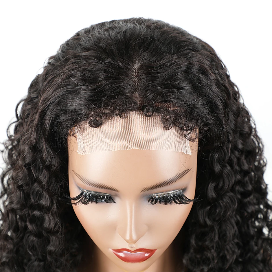 Kinky Curly Lace Frontal Wig, Perucas de Borda Fina Brasileira, Cabelo Encaracolado Do Bebê, Linha Fina Mais Natural, 4x4, 4x4