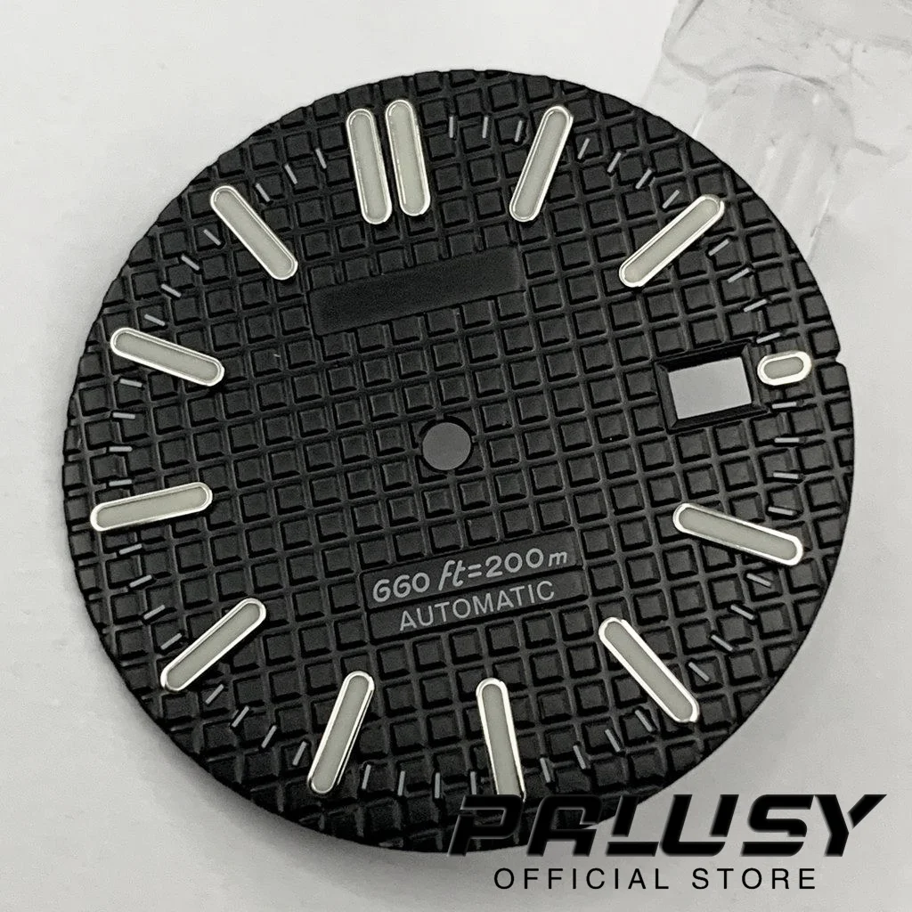 31.5mm NH35 Sterile Black Blue Silver Watch Dial Green Luminous For NH35 4R35 Movement Watch Faces Replacement Parts