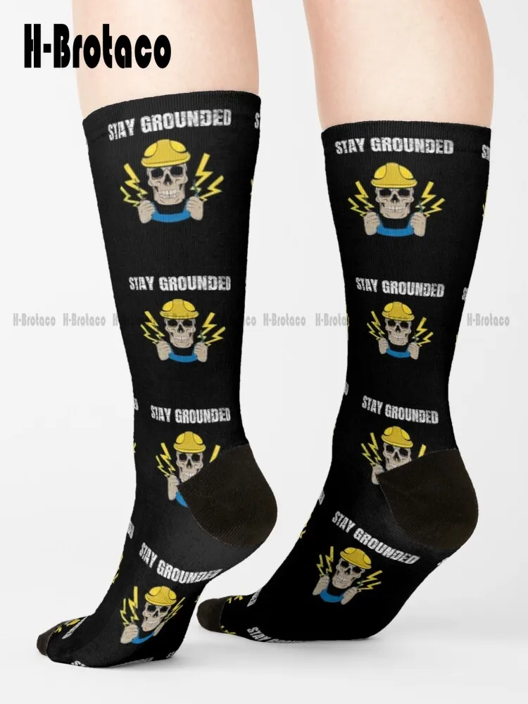 

Electrician Gift Stay Grounded Socks Boys Football Socks Comfortable Best Girls Sports Harajuku Gd Hip Hop Cartoon Casual Art